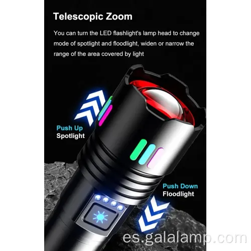 Potente linterna impermeable con carga multifuncional